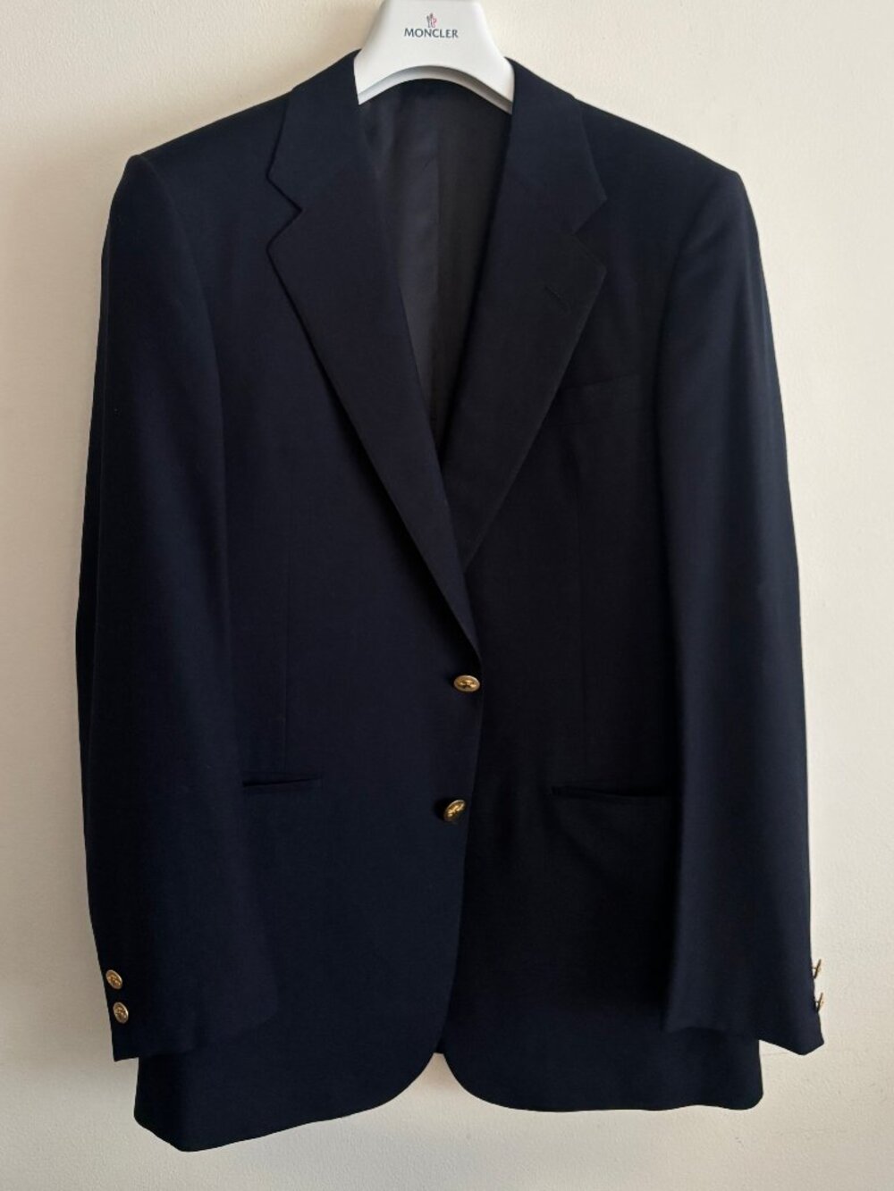 VINTAGE Chester Barrie England Dark Navy Blue Wool Blazer/Sport Coat - 39-40